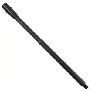 Black 16-inch AR-15 barrel, precision-engineered for accuracy and performance, with QPQ Melonite finish.