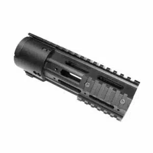 Lightweight AR15 handguard with Picatinny rails and ventilation for tactical customization and improved accuracy.