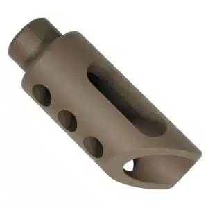 AR-15 Slant Cut Flash Hiding Slim Pig Cone Muzzle Brake for 5.56 in FDE *CLOSEOUT*