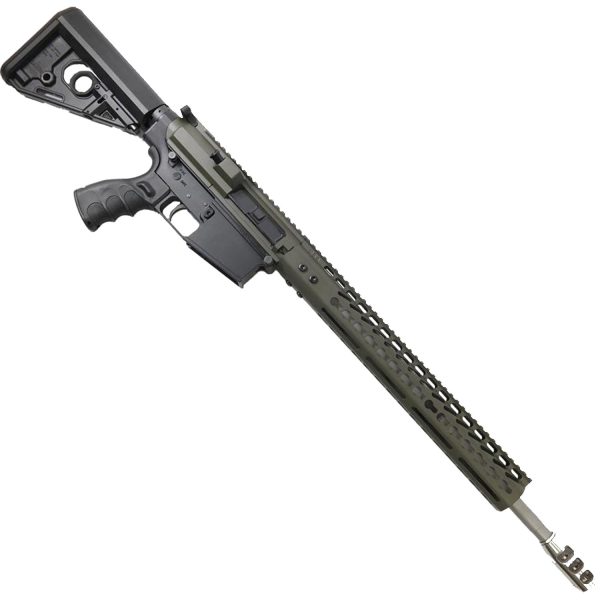 AR LR-308 Complete Upper Receiver with 18 inch Barrel and 15 inch Slim KeyMod Handguard with Tank Brake (OD Green)
