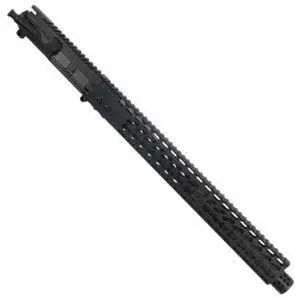 Black AR-15 upper receiver with tactical handguard, customizable for accessories and sport shooting.