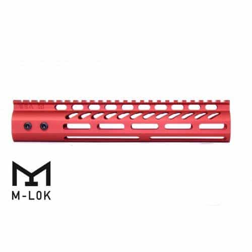AR-15 M-Lok 10" Free Float Ultra Light Rail System In Red