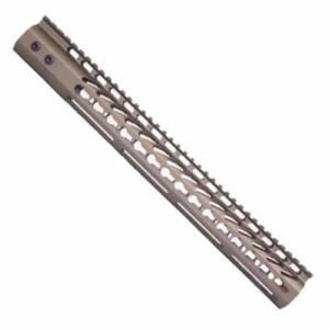 15 inch free float keymod handguard for ar15 in cerakote burnt bronze