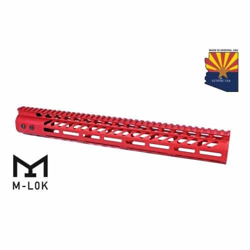 AR-15 M-Lok 15" Free Float Rail System In Red