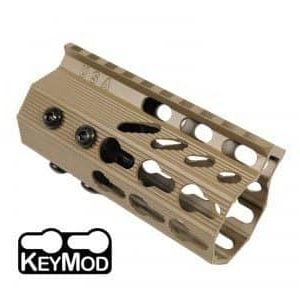 AR-15 KeyMod Free Float Rail Light Octagonal 4 inch Pistol Length Handguard in FDE