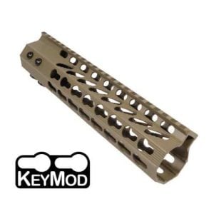 AR-15 10" KeyMod Free Float Ribbed Handguard in FDE *CLOSEOUT*