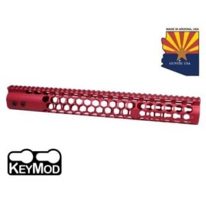 AR15 Honeycomb 15" Keymod Free Floating Handguard Anodize Red Finish