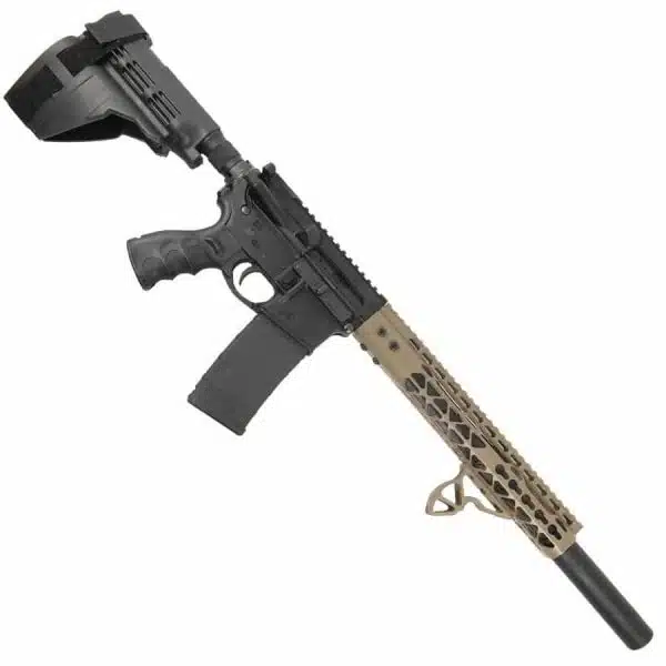AR 15 Pistol Upper 5.56 12" Diamond KeyMod With Fake Can