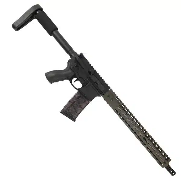 AR15 5.56 Upper with 15" Octagonal Super Light KeyMod Slim profile and Match Grade Barrel With A2 Flash Hider In OD Green