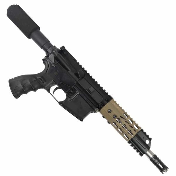 AR-15 Pistol Upper with 4" Octagonal KeyMod and Mini Flash Hider In FDE