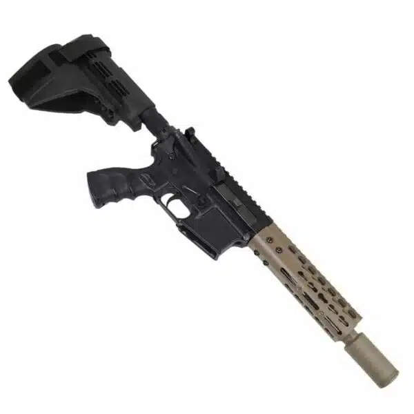 AR 15 Pistol Upper 5.56 7" KeyMod Slim Profile RIP Series Black in Magpul Dark Earth on Lower