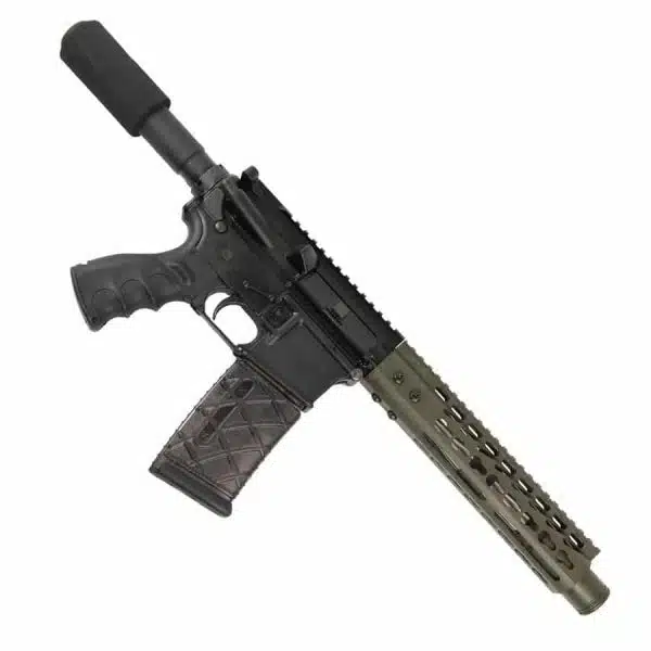 AR 15 Pistol Upper 5.56 9" KeyMod Slim Profile RIP Series Black in OD Green