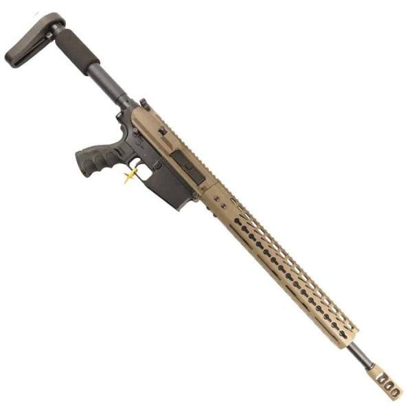 AR LR308 Complete Upper Receiver with 18" Barrel and 15" Slim KeyMod Handguard And Tank Brake In FDE