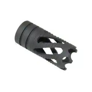 AR-10 AR-15 .308 6.8 muzzle brake with precision-cut slots and tactical prongs.