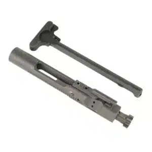 AR-15 bolt carrier group and charging handle in nitride finish.