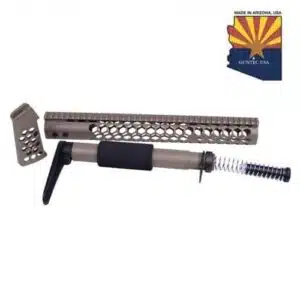 AR-15 buffer tube kit with spring, Arizona emblem branding, textured cylinder design.