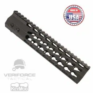 Veriforce Tactical black KeyMod rail, 9 inches, AR-15 compatible, Made in USA.