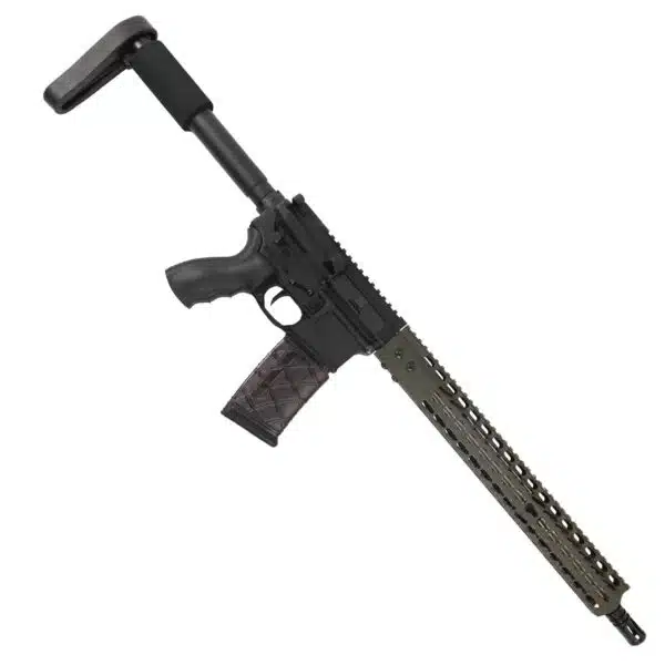 Modern black AR15 carbine with modular picatinny rail and ergonomic design for tactical use.