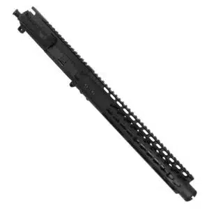 Black AR-15 upper receiver with 10.5 barrel, 12 KeyMod rail, tactical design.