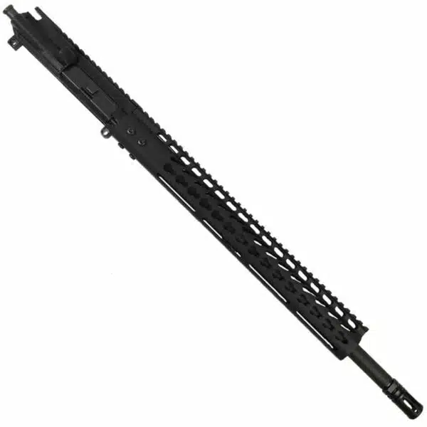 AR-15 upper receiver with 18 barrel and 15 KeyMod rail for accessory mounting.