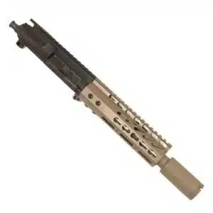 AR-15 Pistol Upper with Two-Tone Black and FDE, Slim KeyMod Rail, Tactical Design.