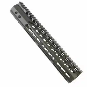 Lightweight 12 AR-15 KeyMod Free Float Handguard in OD Green with Picatinny Rail.