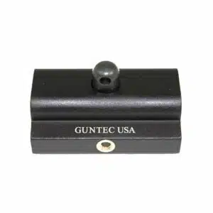 Guntec USA sling stud rail adapter for Harris bipods in black anodized aluminum.