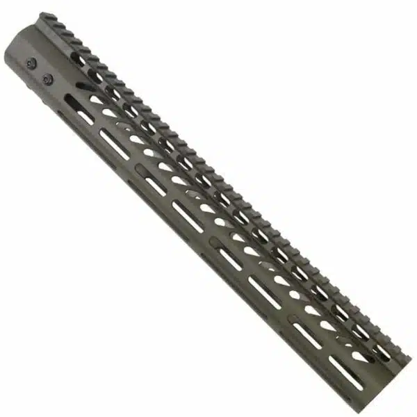15 OD Green M-LOK Handguard for LR 308 with Picatinny rail.