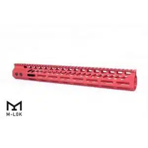 AR-15 15" M-LOK Octagonal Free Flat Handguard  In red