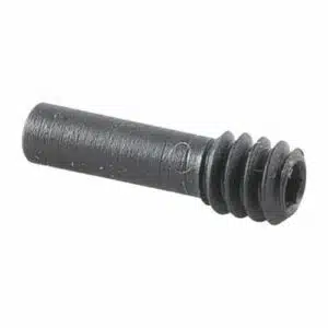 Black steel hex socket set screw for secure fastening in precision machinery.