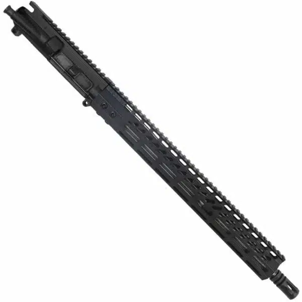 AR-15 upper assembly with M-LOK handguard, match-grade barrel, and A2 flash hider.