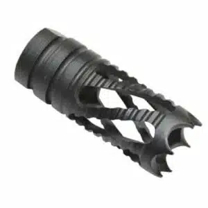 AR-15 M4 Phantom Flash Hider with spiral slots and pronged design.