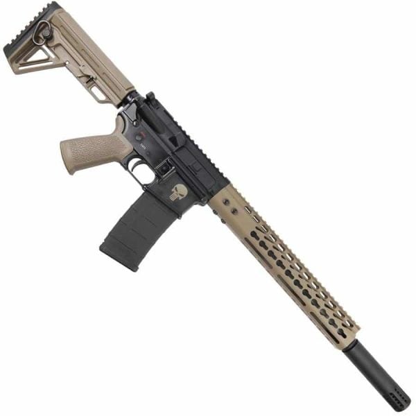AR15 556 16 Inch Upper Receiver With 12 Inch FDE Handguard And Fake Suppressor