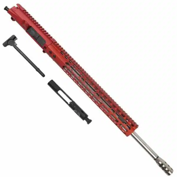 AR15 224 Valkyrie upper receiver in red with a stainless steel barrel.