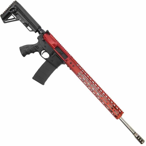 Red AR15 .224 Valkyrie upper receiver with Dirty Devil handguard.