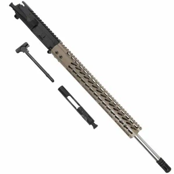 AR15 224 Valkyrie upper receiver with desert tan 15" KeyMod handguard.