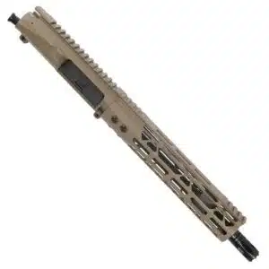 Compact FDE AR-15 upper receiver, 10.5 barrel, M-LOK handguard, Picatinny rail, flash hider.