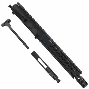 AR15 pistol upper with 10.5" barrel, shark handguard, and tank brake.