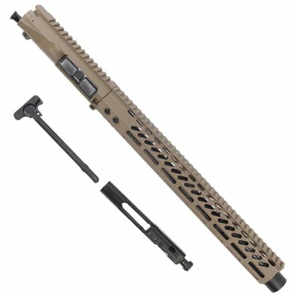 Complete 6.5 Grendel AR15 upper set in flat dark earth with accessories