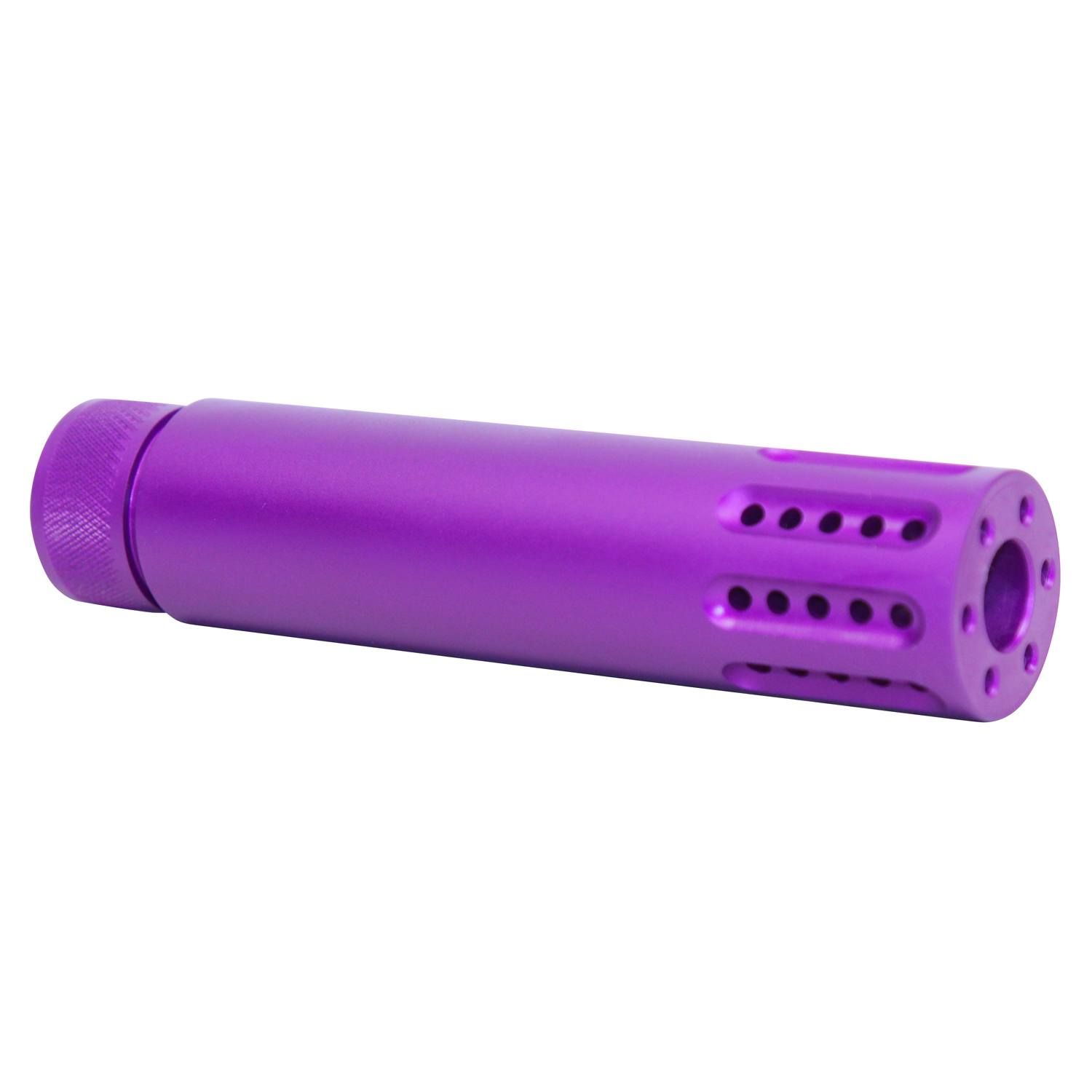 Slip over Fake suppressor with holes in anodized purple