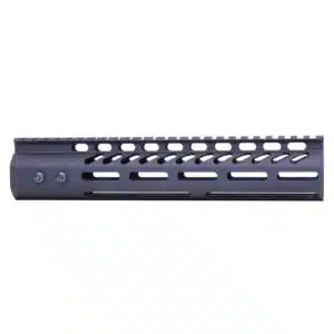 Black AR-15 handguard with Picatinny rail, M-LOK slots, 9-12 inches, aluminum construction.