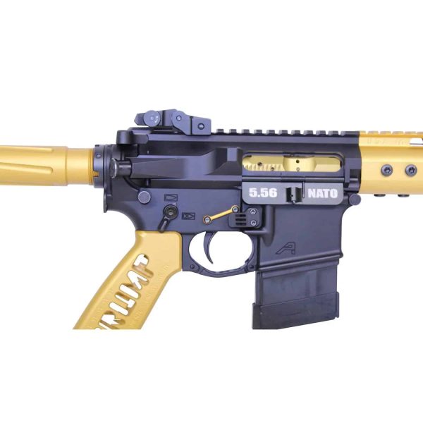 Gold Anti Rotation pin set mounted on an AR-15 Lower