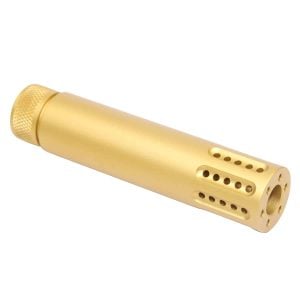 AR-15 Slip Over Fake Suppressor with Ported Muzzle Brake in Anodized Gold