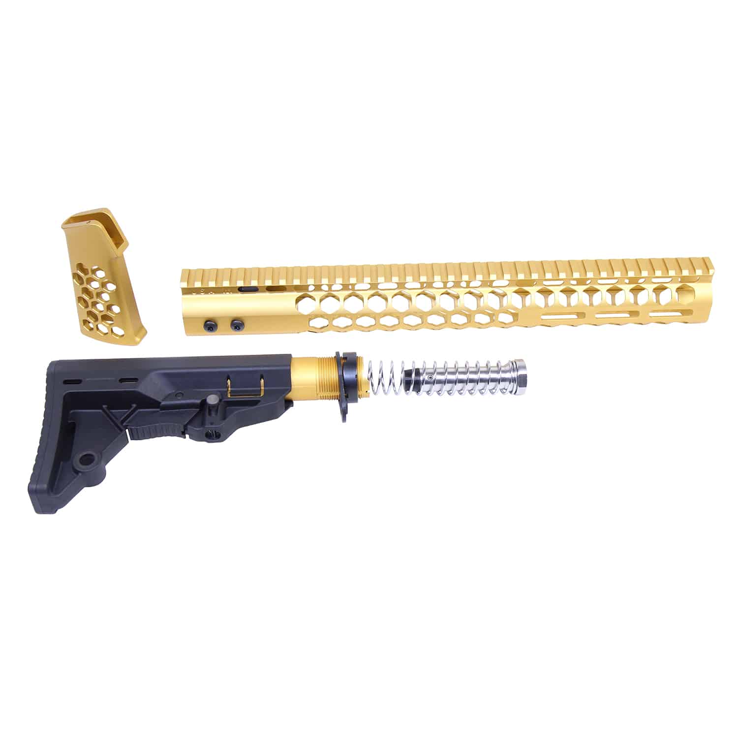 AR-15 Honeycomb Series Complete Rifle Furniture Set in Anodized Gold