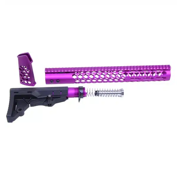 AR-15 Honeycomb Series Complete Rifle Furniture Set in Anodized Purple