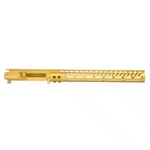 AR-15 Stripped Billet Upper Receiver 15" M-LOK Handguard Combo Set in Anodize Gold