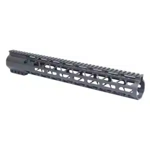 Lightweight AR-308 handguard with full-length Picatinny rail and honeycomb design for accessories.