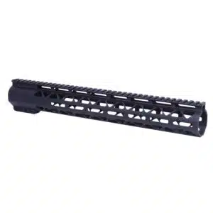 Sleek M-LOK tactical handguard rail with Picatinny top for rifle customization in matte black.