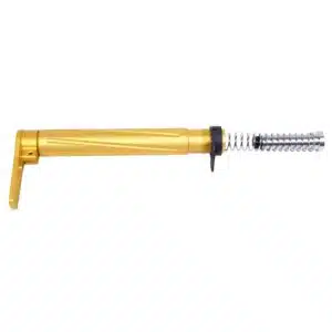 Golden dental handpiece contra-angle for precision procedures with ergonomic design and durable finish.