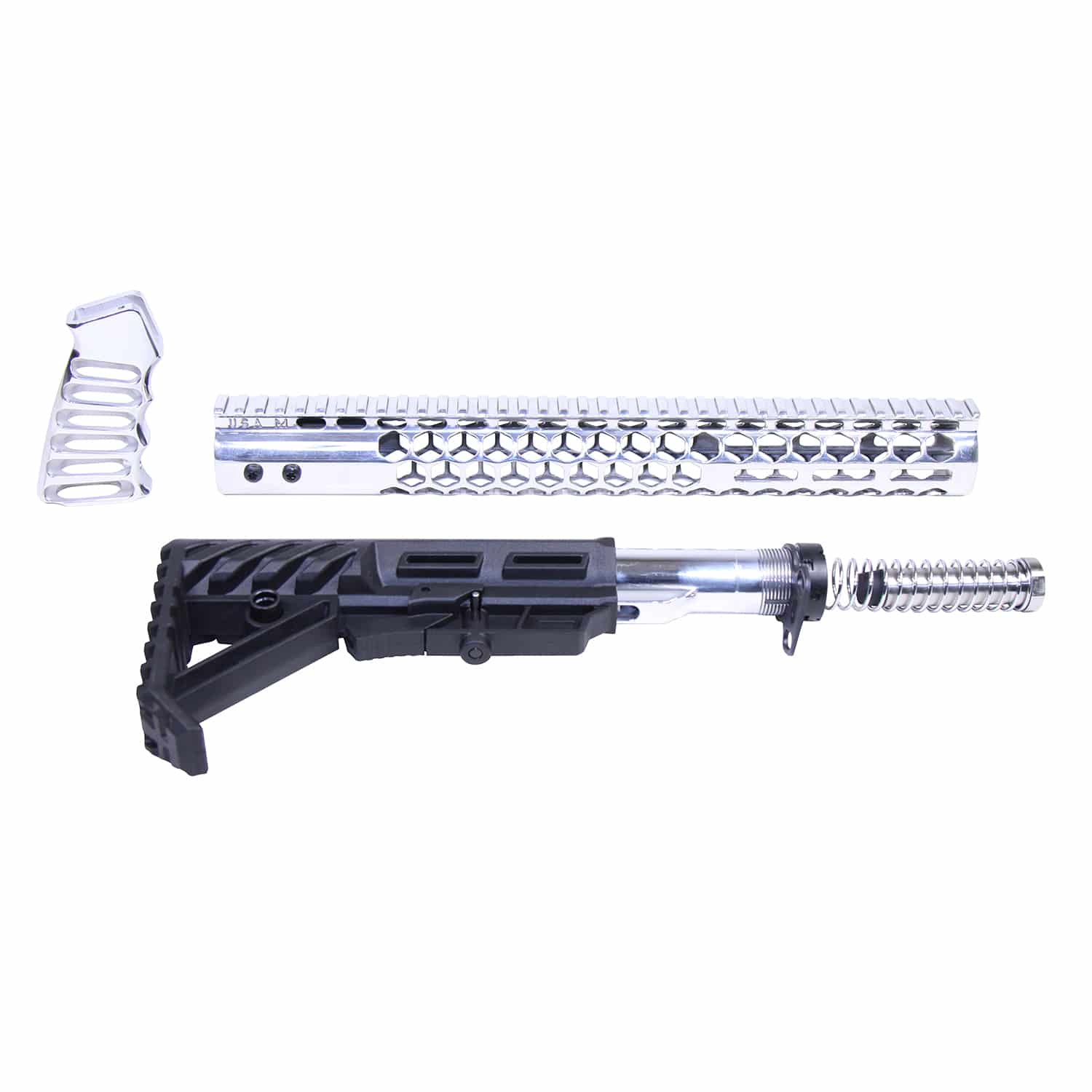 AR-15 Honeycomb Series Complete Rifle Furniture Set in High Polished Aluminum